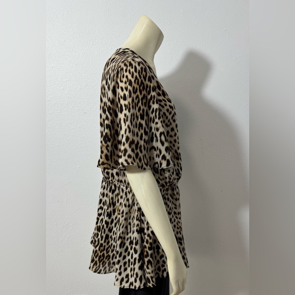 Worthington Leopard Print Flutter Sleeve Peplum Blouse (0X) - Picture 2 of 14